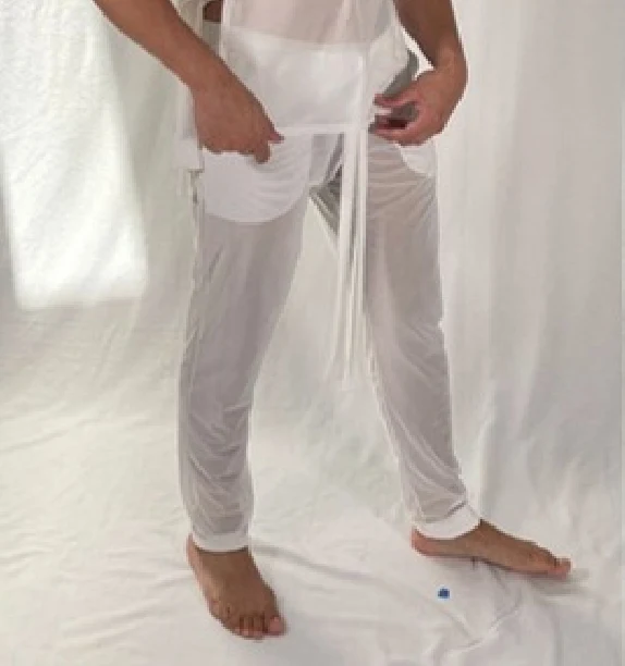 Sheer & Satin Cruise Pants in Porcelain