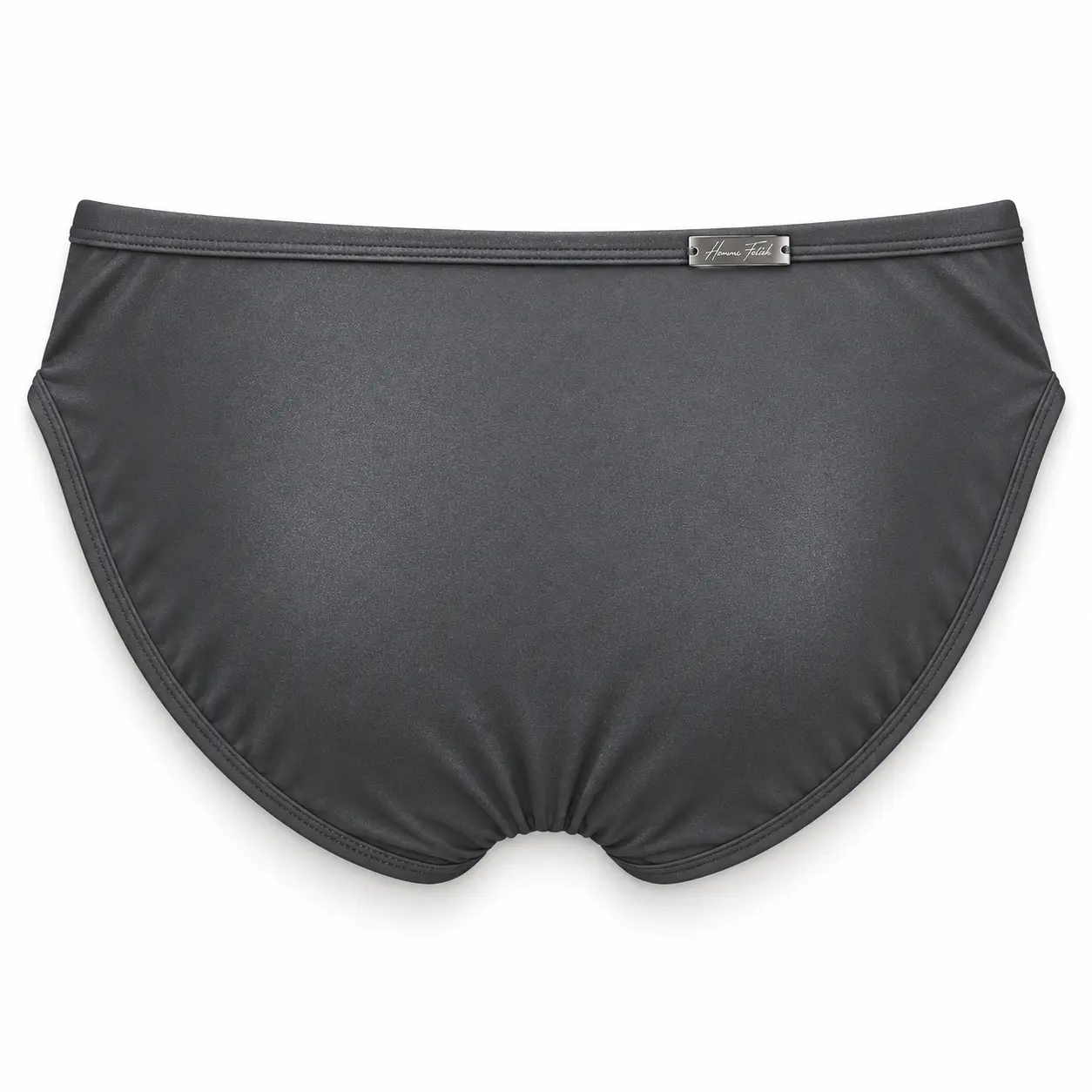 Ruched Waist Swim Brief in Shimmer Dark Gray, back view