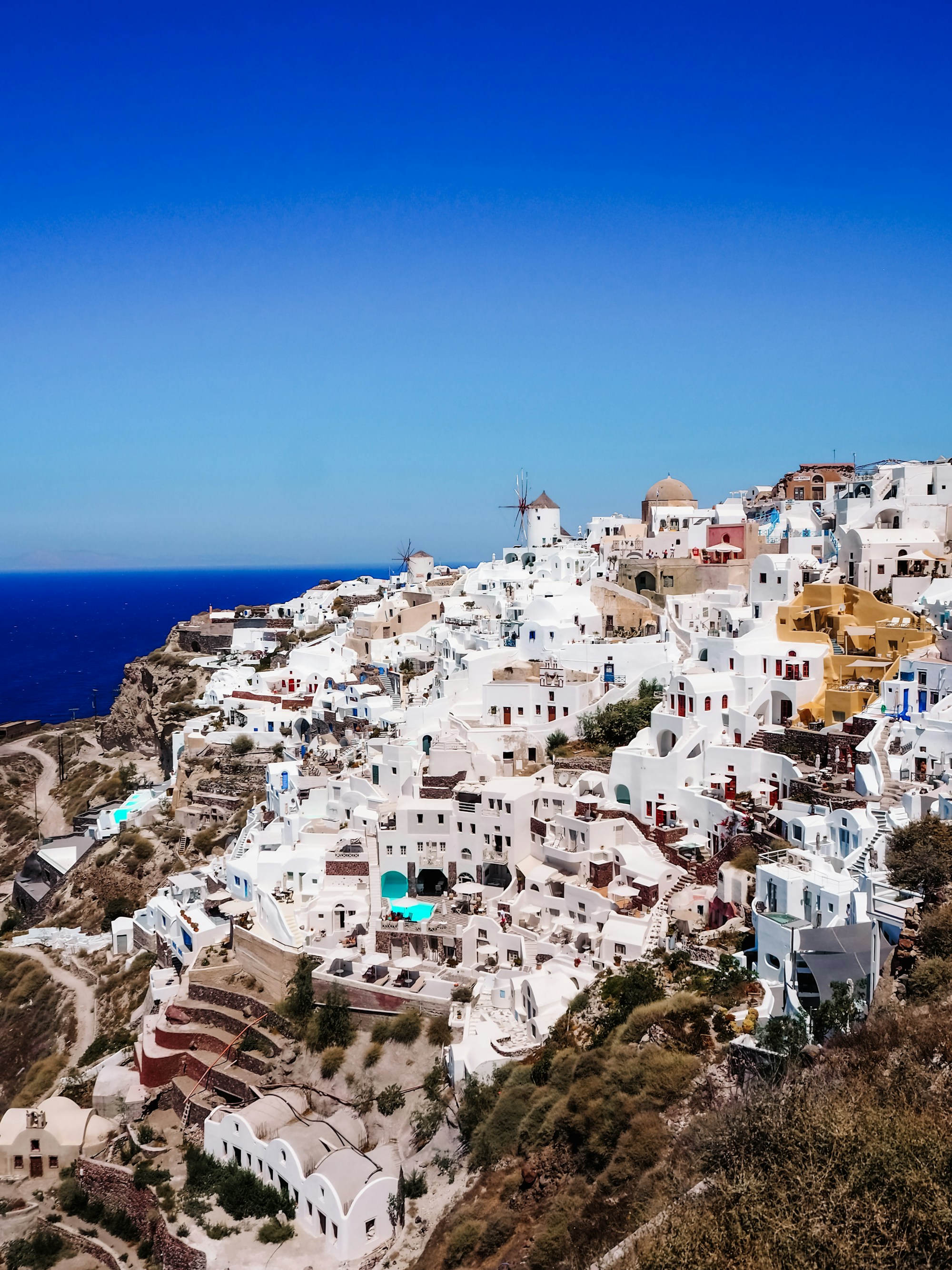White architecture above the Aegean in Santorini