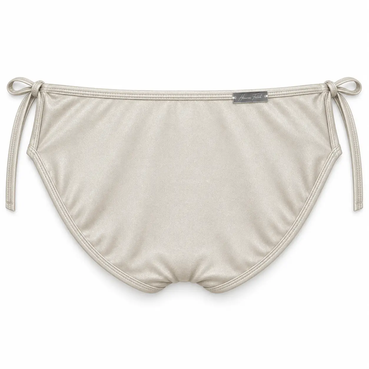 Side-Tie Swim Brief in Shimmer Beige, back view