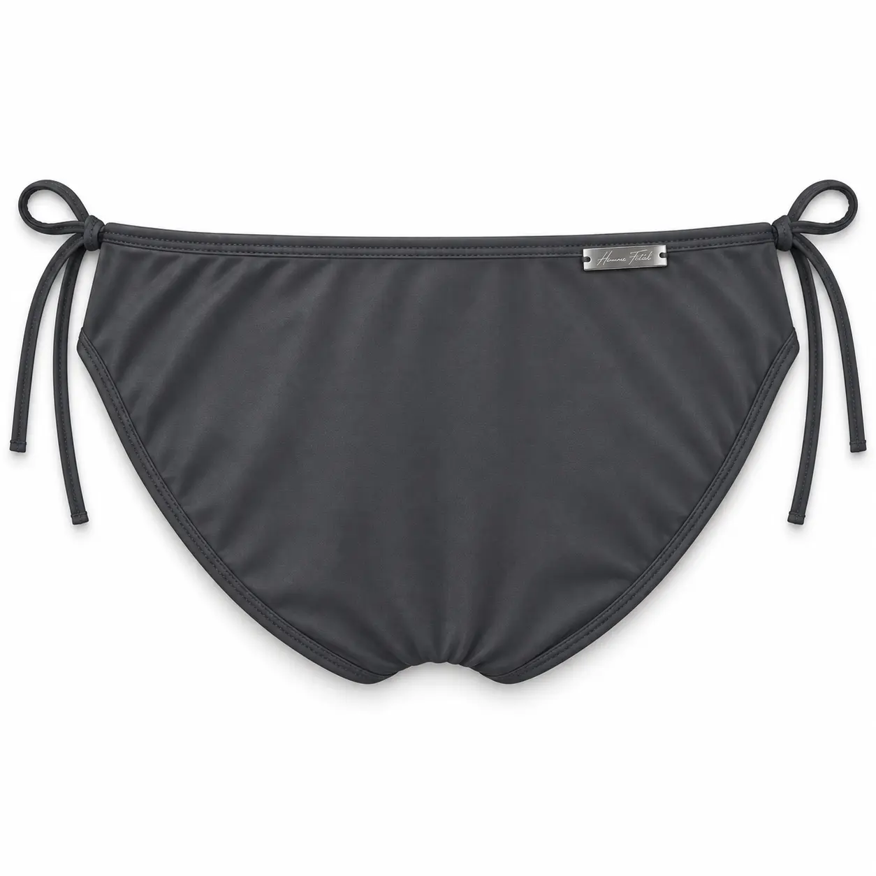 Side-Tie Swim Brief in Shimmer Dark Gray, back view